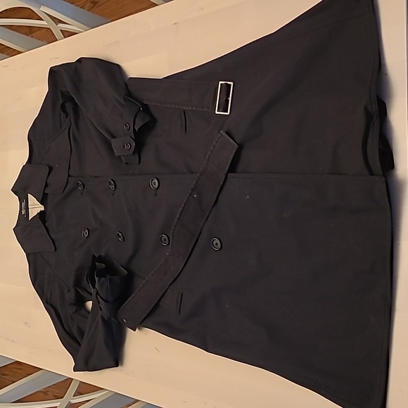 VTG identity by Lord & Taylor Cotton Blend Long Classic Black Belted Trench Coat - Picture 1 of 15
